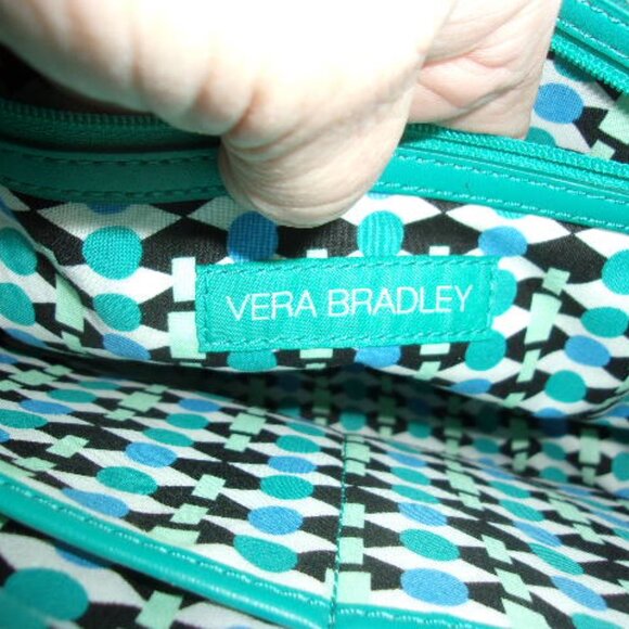 E-146 VERA BRADLEY LEATHER TOTE BAG - Picture 7 of 11